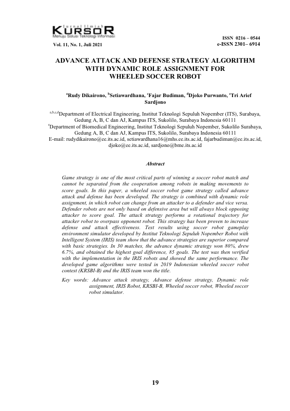 Advanced Attack and Defense Strategy Algorithm with Dynamic Role Assignment for Wheeled Soccer Robot