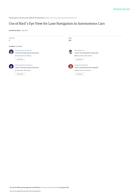 Use of Bird's Eye View for Lane Navigation in Autonomous Cars