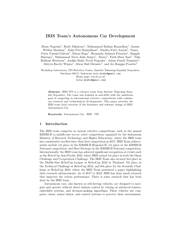 IRIS Team's Autonomous Car Development