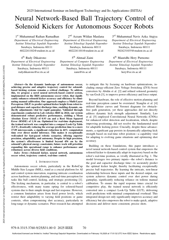 Neural Network-Based Ball Trajectory Control of Solenoid Kickers for Autonomous Soccer Robots