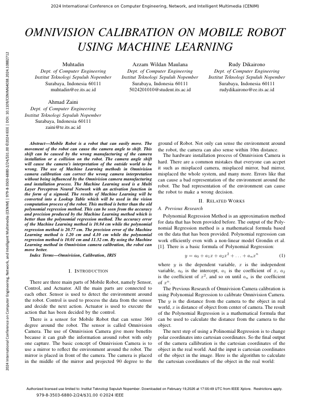 Omnivision Calibration on Mobile Robot Using Machine Learning