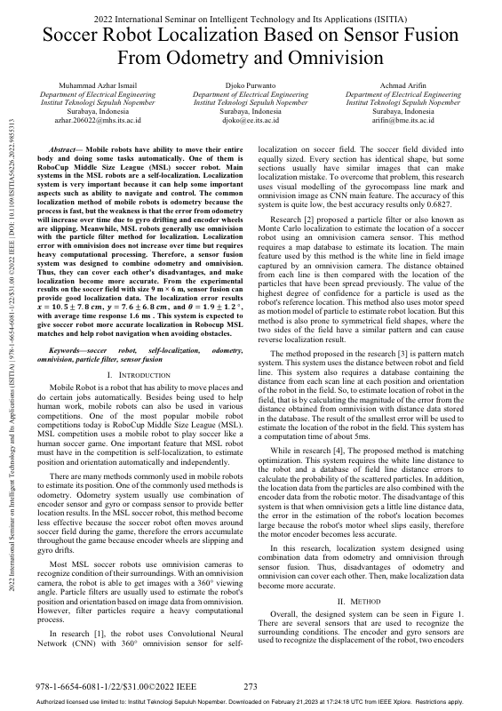 Soccer Robot Localization Based on Sensor Fusion From Odometry and Omnivision